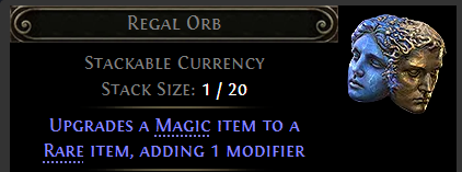 MMOJUGG Path of Exile 2 Regal Orb * 600 Details View of Item Function and Use